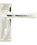 From The Anvil's Polished Nickel Hammered Newbury Lever Lock Set