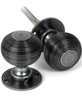 From The Anvil's Pewter Patina Heavy Beehive Mortice/Rim Knob Set