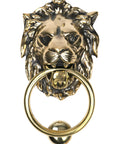 From The Anvil's Aged Brass Lions Head Door Knocker