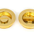 From The Anvil's Polished Brass Plain Round Pull - Privacy Set