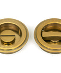 From The Anvil's Aged Brass Art Deco Round Pull - Privacy Set