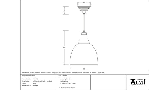 White Gloss Brindley Pendant in Bluff