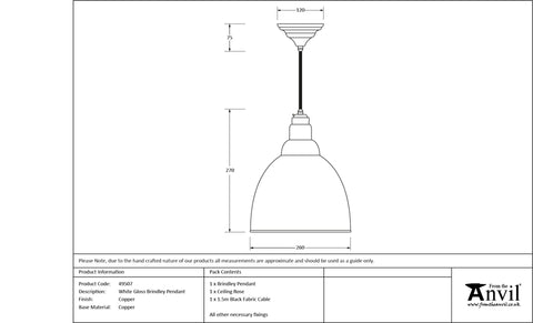 White Gloss Brindley Pendant in Copper