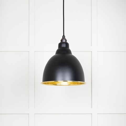 Hammered Brass Brindley Pendant in Elan Black