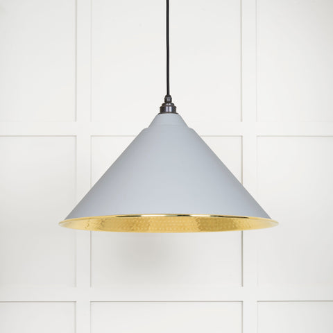 Hammered Brass Hockley Pendant in Birch