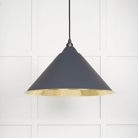 Smooth Brass Hockley Pendant in Slate