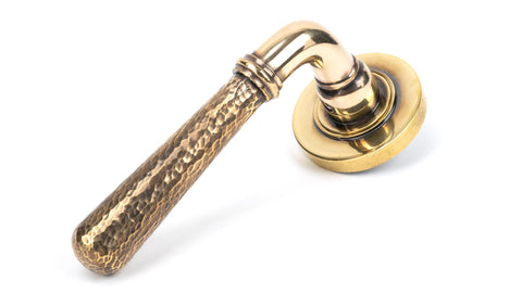 From The Anvil's Aged Brass Hammered Newbury Lever on Rose Set (Unsprung)