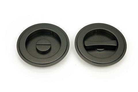 From The Anvil's Aged Bronze Art Deco Round Pull - Privacy Set