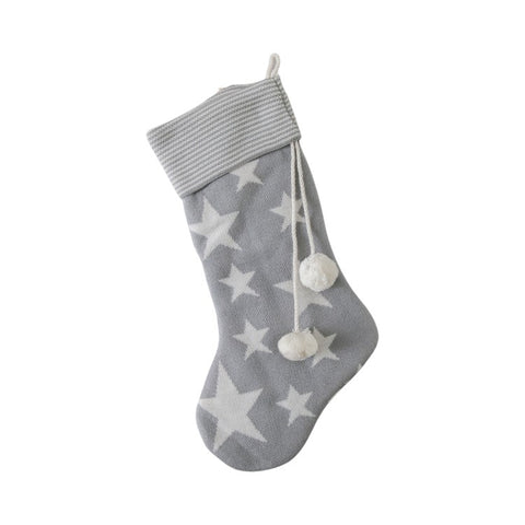 Star Knitted Stocking Taupe or Grey
