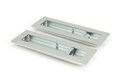 From The Anvil's Satin Chrome Plain Rectangular Pull - Privacy Set