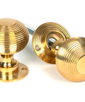 From The Anvil's Polished Brass Heavy Beehive Mortice/Rim Knob Set