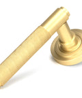 From The Anvil's Satin Brass Brompton Lever on Rose Set (Sprung)