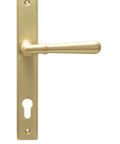 From The Anvil's Satin Brass Newbury Slimline Lever Espag. Lock Set