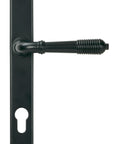 From The Anvil's Matt Black Reeded Slimline Lever Espag. Lock Set