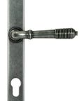 From The Anvil's Pewter Patina Reeded Slimline Lever Espag. Lock Set