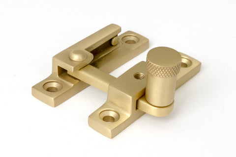 From The Anvil's Satin Brass Brompton Quadrant Fastener - Narrow
