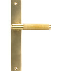 From The Anvil's Satin Brass Brompton Slimline Lever Espag. Latch Set