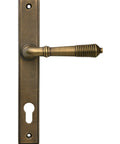 From The Anvil's Burnished Brass Reeded Slimline Lever Espag. Lock Set