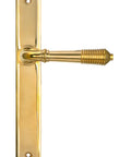 From The Anvil's Polished Brass Reeded Slimline Lever Espag. Latch Set