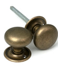 From The Anvil's Burnished Brass Mushroom Mortice/Rim Knob Set