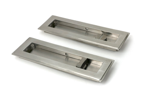 From The Anvil's Satin Marine SS (316) Art Deco Rectangular Pull - Privacy Set