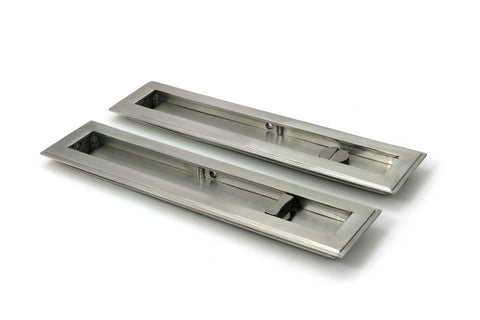 From The Anvil's Satin Marine SS (316) Art Deco Rectangular Pull - Privacy Set
