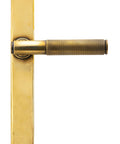 From The Anvil's Aged Brass Brompton Slimline Lever Espag. Latch Set