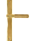 From The Anvil's Polished Brass Brompton Slimline Lever Espag. Latch Set