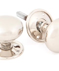 From The Anvil's Polished Nickel Mushroom Mortice/Rim Knob Set