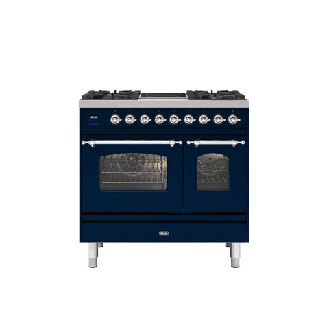 Ilve 90cm Milano 2 Zone Induction with 4 Gas Burners Double Oven Dual Fuel Range Cooker