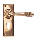 From The Anvil's Polished Bronze Reeded Lever Euro Lock Set