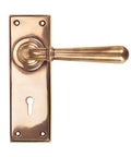 From The Anvil's Polished Bronze Newbury Lever Lock Set
