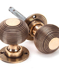 From The Anvil's Polished Bronze Heavy Beehive Mortice/Rim Knob Set