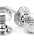 From The Anvil's Satin Chrome Heavy Beehive Mortice/Rim Knob Set
