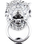 From The Anvil's Polished Chrome Lion Head Door Knocker