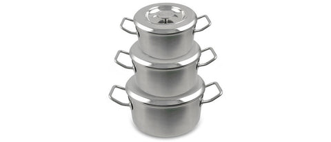 AGA Cookshop Stainless Steel 3 Piece Casserole Set