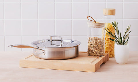 Le Creuset 24cm 3-ply Stainless Steel Uncoated Sauté Pan with Lid