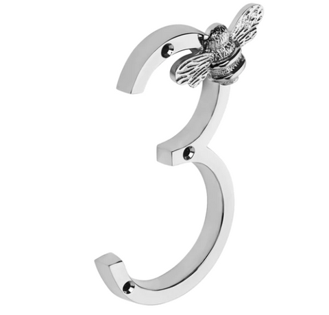 Brass Bee Premium House Numbers with Bee in Nickel Finish 0-9 - 20% OFF BLACK FRIDAY SALE