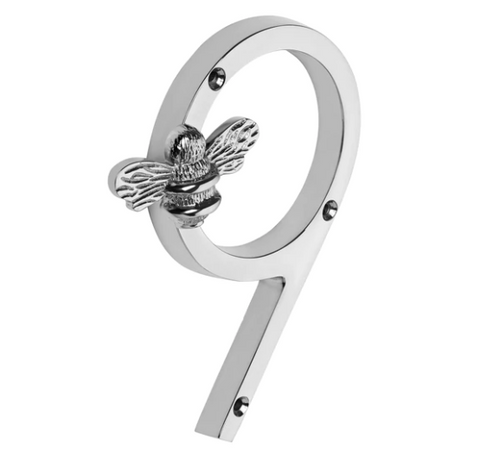 Brass Bee Premium House Numbers with Bee in Nickel Finish 0-9 - 20% OFF BLACK FRIDAY SALE