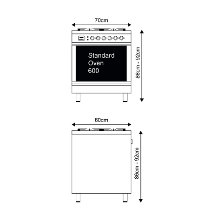 Ilve 70cm Roma Single Oven Gas 4 Burner Range Cooker
