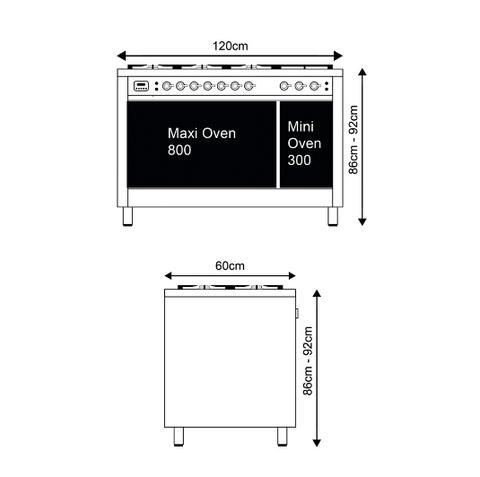 Ilve 120cm Roma Coup De Feu Dual Fuel Range Cooker