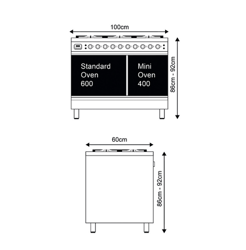 Ilve 100cm Milano Fry Top Double Oven Dual Fuel Range Cooker
