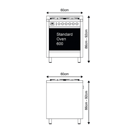 Ilve 60cm Milano 4 Burner Single Oven Dual Fuel Range Cooker