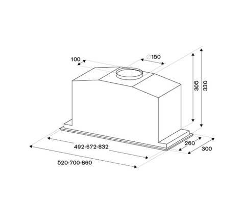 Bertazzoni 70 cm built-in hood, 1 motor - Modern Series