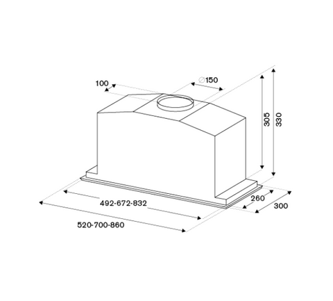 Bertazzoni 52 cm built-in hood, 1 motor - Modern Series