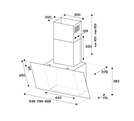 Bertazzoni 90cm vertical Inclined hood - Modern Series