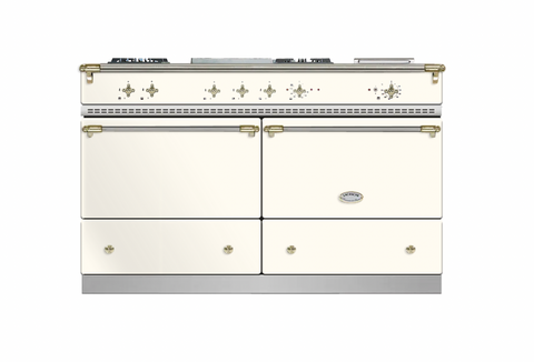 EX-DISPLAY: Lacanche Chalonnais Classic Duel Fuel & Matching Brasserie Hood in Ivory with brass trim