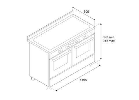 NEW Bertazzoni Professional 120cm Induction Top + Griddle, Electric Double Oven