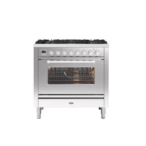 Ilve 90cm Roma 6 Burner Single Oven Dual Fuel Range Cooker
