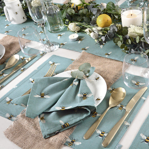 Sophie Allport Napkins - Set Of 4 - Bees - Teal